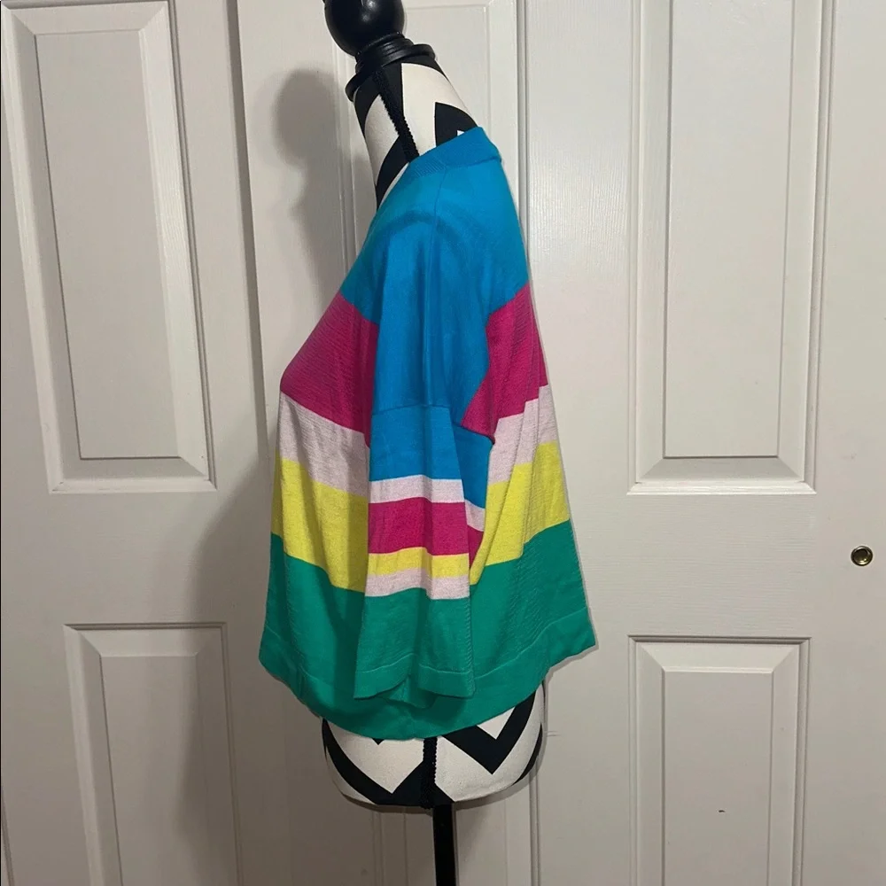 Cotton by Autumn Cashmere Colorful Striped Cropped Sweater